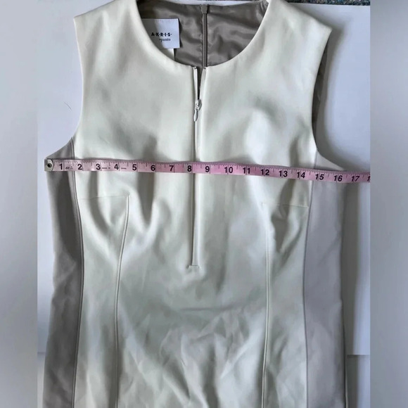 Akris Punto Neutral Sheath Midi Sleeveless Dress Women Size L - Picture 8 of 8